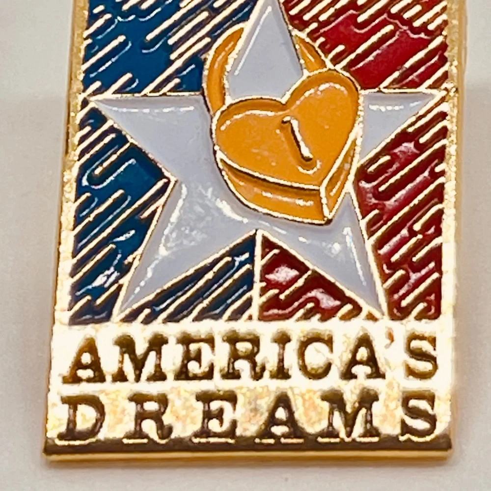 Protecting America's Dreams Star Heart Cloisonné Enamel Gold Tone Lapel Pinback